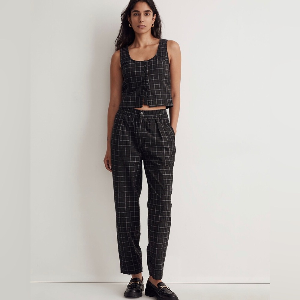 Madewell Black Windowpane Cropped Tank